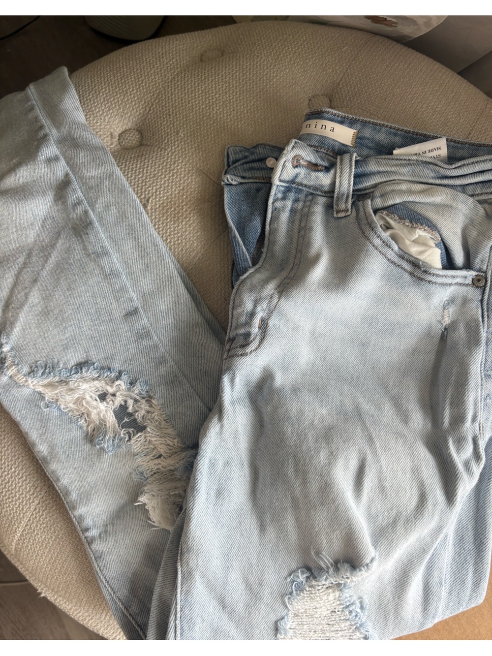 eunina Light Blue Distressed Skinny Jeans